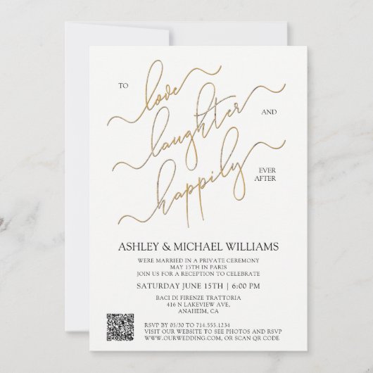 Elegantes QR-Code-Skript glücklich immer nach dem Einladung (Vorderseite)