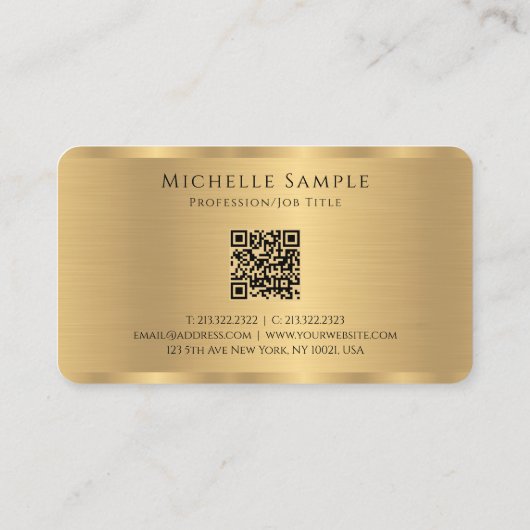 Elegantes QR-Code-Template Gold Monogram Visitenkarte (Rückseite)