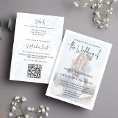 Elegantes QR Code UAWG Foto Blue Floral Einfach Einladung