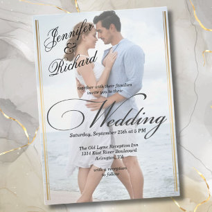 Elegantes QR Code UAWG Foto Moderne Hochzeit Einladung