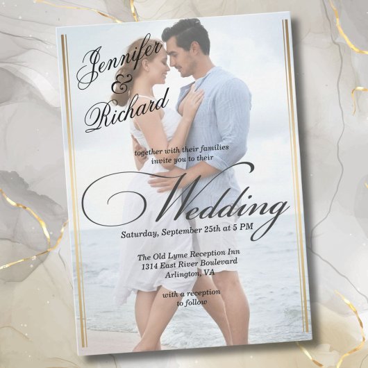 Elegantes QR Code UAWG Foto Moderne Hochzeit Einladung