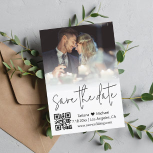elegantes qr-Foto mit angesagtem Handschriftenpaar Save The Date