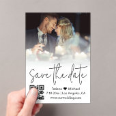 elegantes qr-Foto mit trendy Skripten Save the Dat Acryleinladungen (Insitu (Handheld))