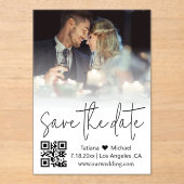 elegantes qr-Foto mit trendy Skripten Save the Dat Acryleinladungen (Vorderseite)