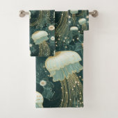 Elegantes Quallyfish Muster - Individuelle Name Badhandtuch Set (Insitu)