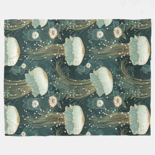 Elegantes Quallyfish Muster - Individuelle Name Fleecedecke (Vorderseite (Horizontal))