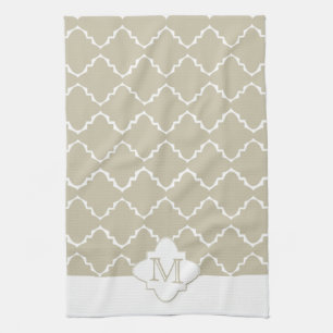 Elegantes Quatrefoil Muster - Latte Weiß Geschirrtuch