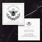 Elegantes Queen Bee Schwarz-weiß Gold Business Quadratische Visitenkarte