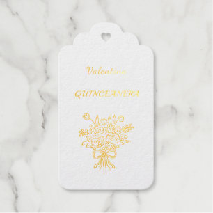 Elegantes Quinceañera-Blumenbouquet Rosa & Weiß Geschenkanhänger
