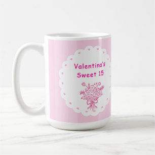 Elegantes Quinceañera-Blumenbouquet   Rosa & Weiß  Kaffeetasse