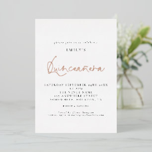 Elegantes Quinceanera-Geburtstagsfeier-Skript Echt Folieneinladung