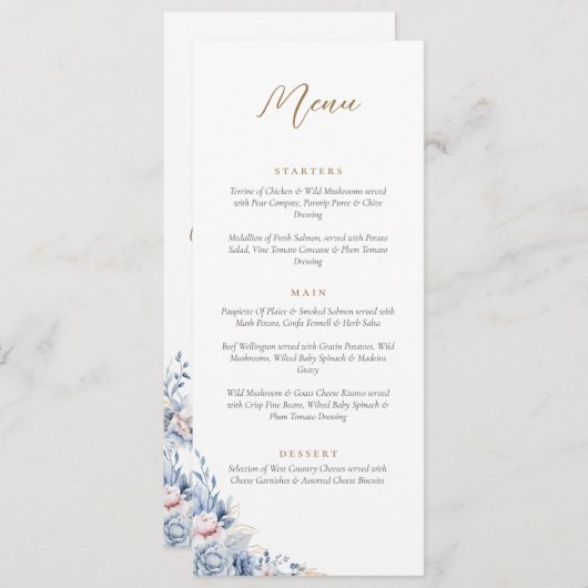 Elegantes Quinceanera Gold Tiara Blumenmenü Menükarte (Vorne/Hinten)