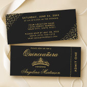 Elegantes Quinceanera Gold und Black Ticket Einladung