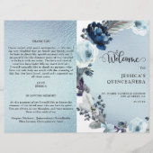 Elegantes Quinceañera Light Blue Foil Programm (Vorderseite)