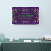 Elegantes Quinceanera Lila Green Glitzer Party Banner (Messe)