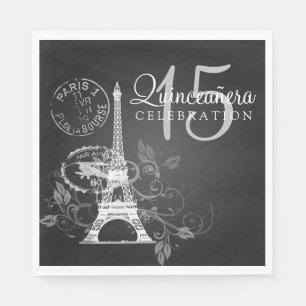 Elegantes Quinceanera Party Paris Black Serviette