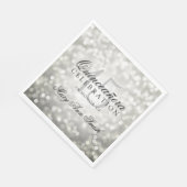 Elegantes Quinceanera Party Silver Bokeh Lights Serviette (Ecke)