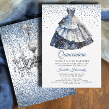Elegantes Quineanera Blue Glitzer Blue Gown Party