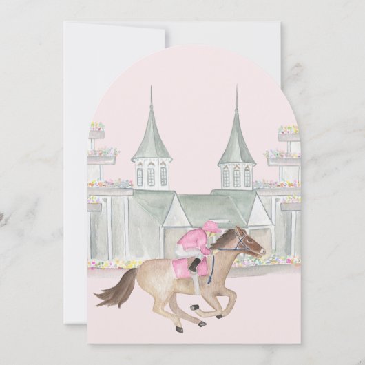 Elegantes Race Derby Brautparty Einladung (Rückseite)