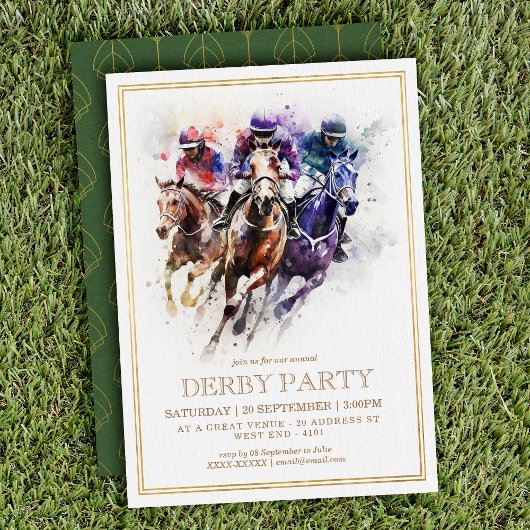 Elegantes Race Horse Derby Party Reiten Einladung