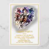 Elegantes Race Horse Derby Party Reiten Folieneinladung (Vorderseite)