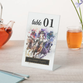 Elegantes Race Horse Derby Party Reiten Sockelschild