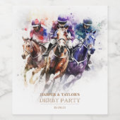 Elegantes Race Horse Derby Party Reiten Weinetikett (Einzelnes Label)