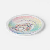 Elegantes Radiant Pastel Rainbow Unicorn Thema Pappteller (Schrägansicht)