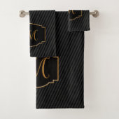 Elegantes, raffiniertes gestreiftes Monogramm Badhandtuch Set (Insitu)