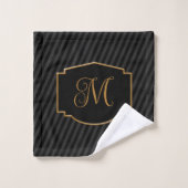 Elegantes, raffiniertes gestreiftes Monogramm Badhandtuch Set (Waschlappen)