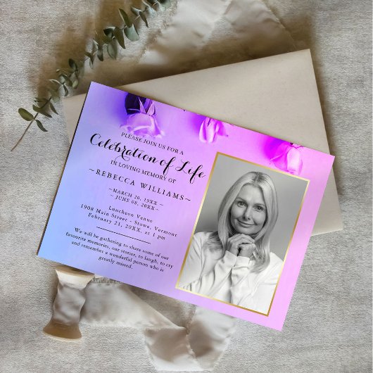 Elegantes Rainbow Floral Foto Feier des Lebens Einladung