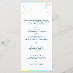 Elegantes Rainbow Floral Gay Wedding Menu Menükarte