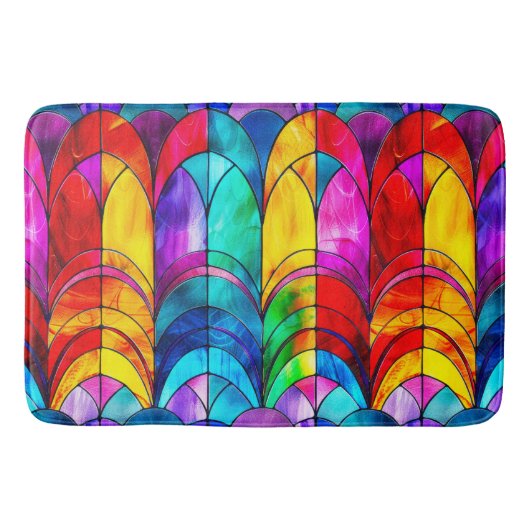 Elegantes Rainbow-gestanztes Glasmuster Badematte (Vorderseite)