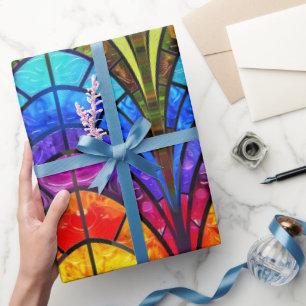 Elegantes Rainbow-gestanztes Glasmuster Geschenkpapier