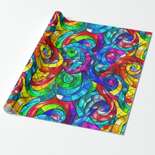 Elegantes Rainbow-gestanztes Glasmuster Geschenkpapier (Ungerollt)