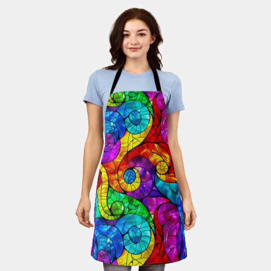 Elegantes Rainbow-gestanztes Glasmuster Schürze (Getragen)