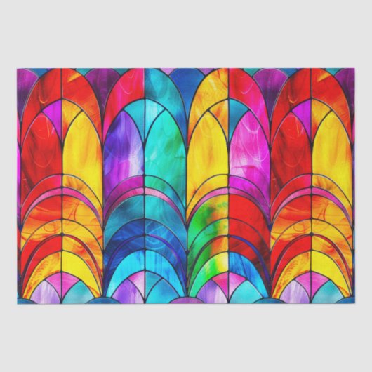 Elegantes Rainbow-gestanztes Glasmuster Seidenpapier (Vorderseite)