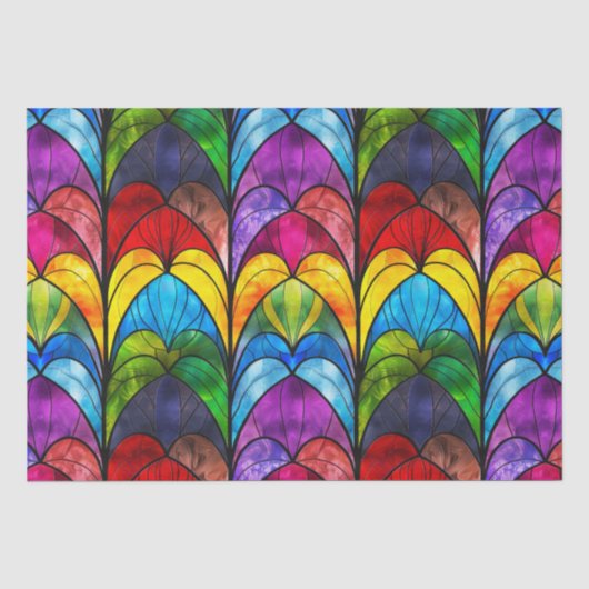 Elegantes Rainbow-gestanztes Glasmuster Seidenpapier (Vorderseite)