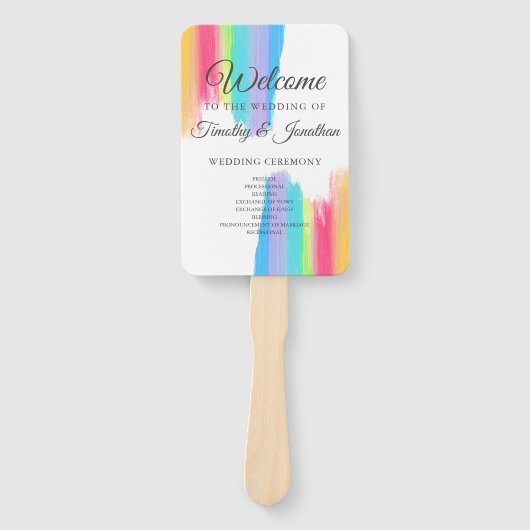 Elegantes Rainbow-Hochzeitsprogramm Fächer (Vorderseite)