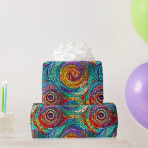Elegantes Rainbow Jewel Tone Mosaic Glass Pattern Geschenkpapier