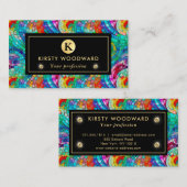 Elegantes Rainbow Jewel Tone Mosaic Glass Pattern Visitenkarte (Vorne/Hinten)