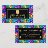 Elegantes Rainbow Jewel Tone Mosaic Glass Pattern Visitenkarte (Vorne/Hinten)