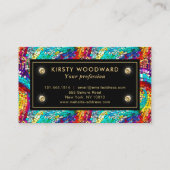 Elegantes Rainbow Jewel Tone Mosaic Glass Pattern Visitenkarte (Rückseite)