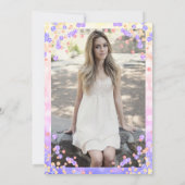 Elegantes Rainbow Lights & Confetti Foto Sweet 16 Einladung (Rückseite)