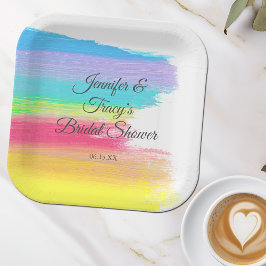 Elegantes Rainbow Personalisiertes lesbisches Brau Pappteller