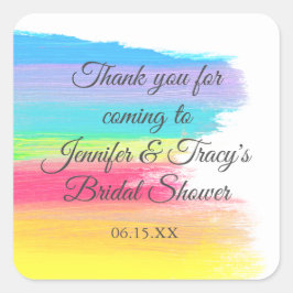 Elegantes Rainbow Personalisiertes lesbisches Brau Quadratischer Aufkleber