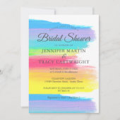 Elegantes Rainbow Two Brides Lesbian Brautparty Einladung (Vorderseite)