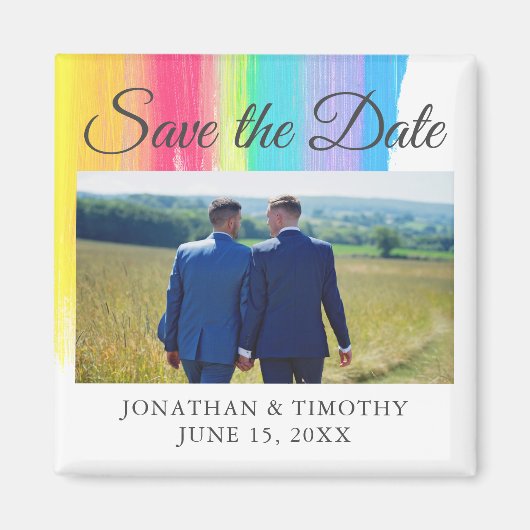 Elegantes Rainbow-Verlobung-Foto Save the Date Magnet (Vorne)