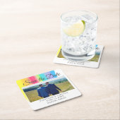 Elegantes Rainbow-Verlobung-Foto Save the Date Rechteckiger Pappuntersetzer (Vor Ort)
