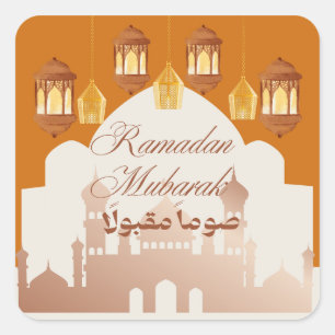 Elegantes Ramadan Mubarak Islamische Kunst Quadratischer Aufkleber